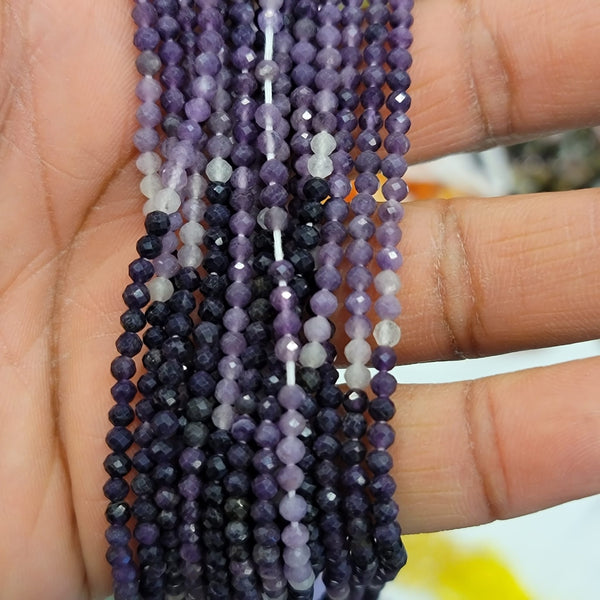 Sugilite Faceted Round Micro Cut Beads