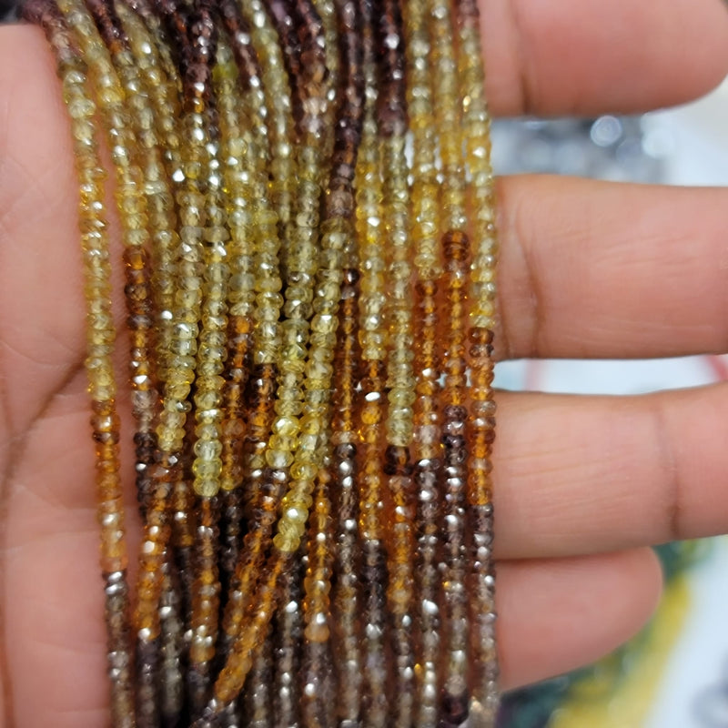 Multi Garnet Faceted Rondelle Micro Cut Beads