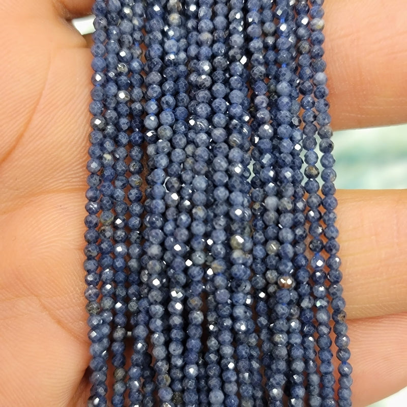 Blue Sapphire Faceted Round Micro Cut Beads