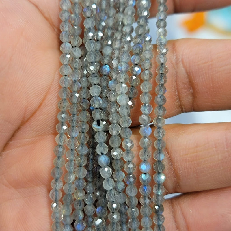 Labradorite Faceted Round Micro Cut Beads