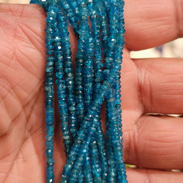 Blue Apatite Faceted Rondelle Micro Cut Beads
