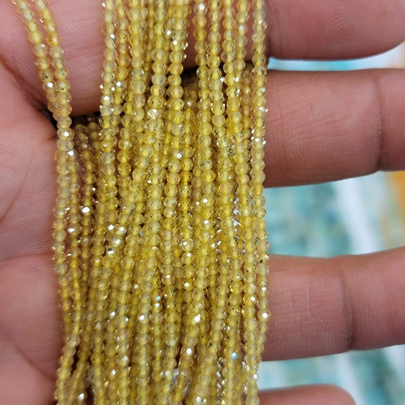 Yellow Sapphire Faceted Round Micro Cut Beads